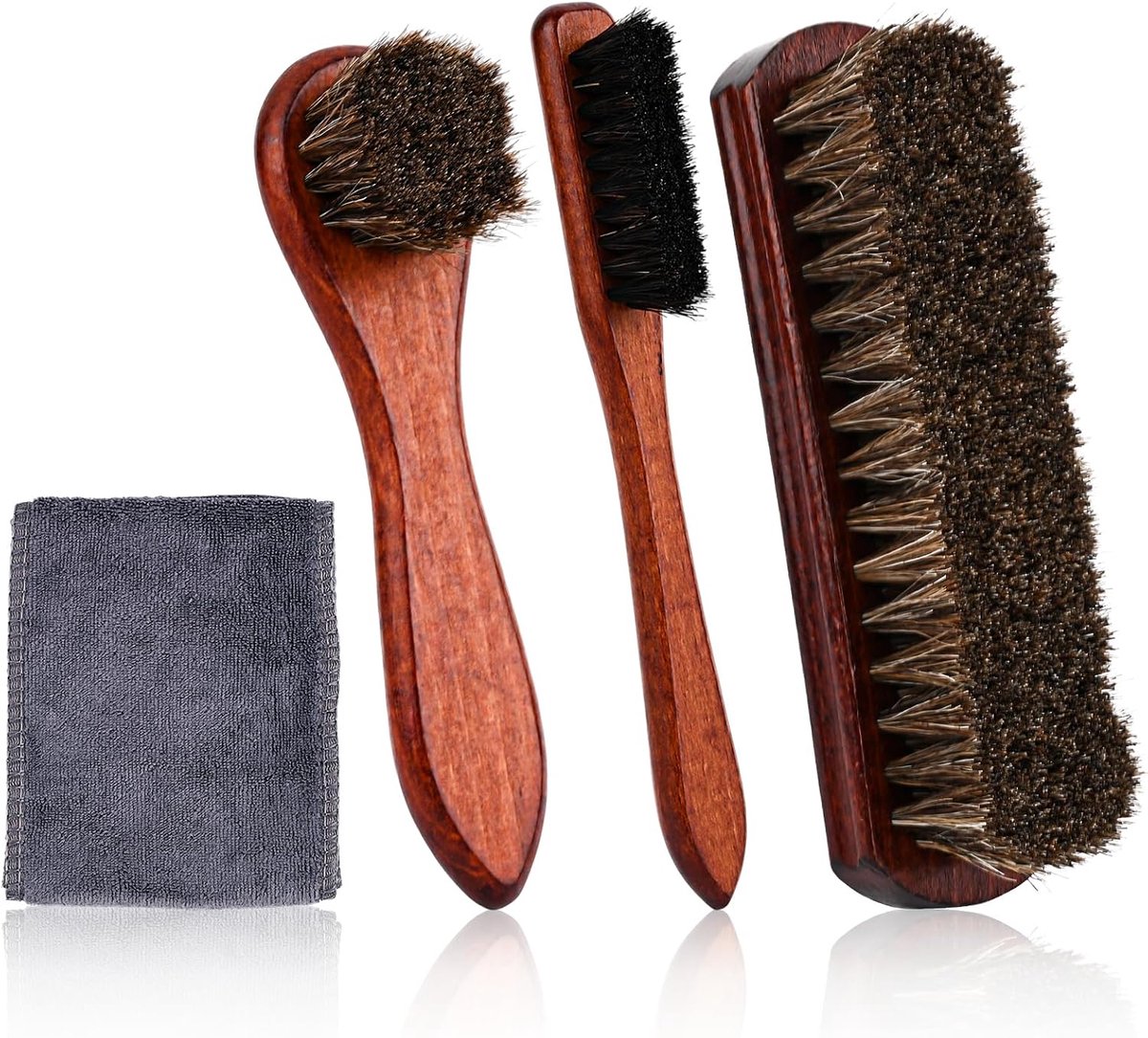 Paardenhair schoenreinigingsset, 4-delige schoenverzorging, polijsten en stofverwijdering, voor leer, suède, schoenen - ShopVlot