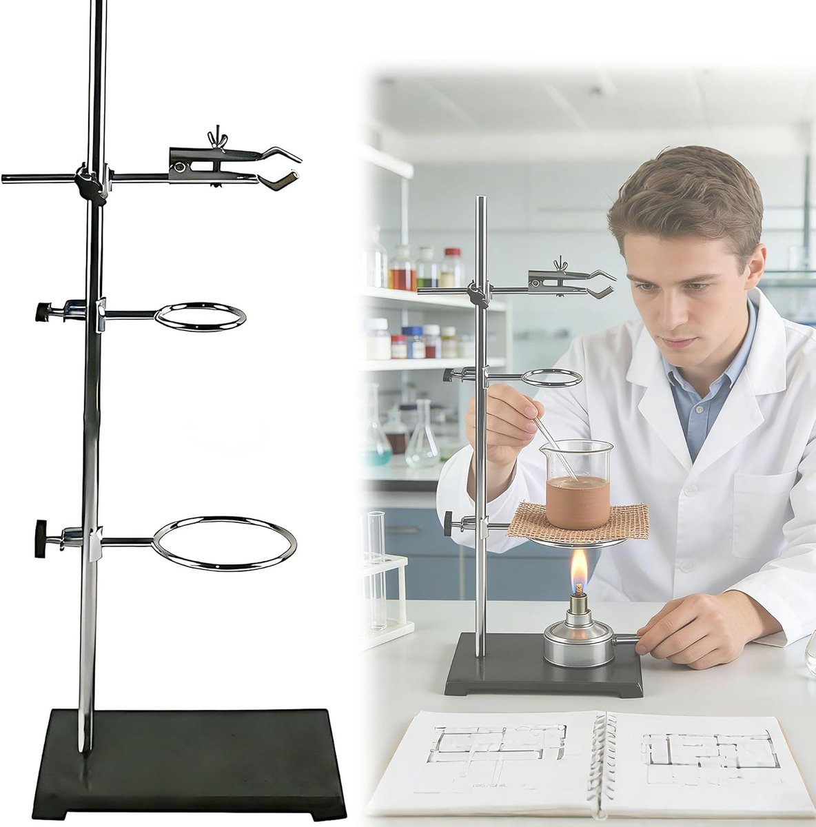 Laboratoriumstatief, vaste klem ijzeren platformbeugel, inclusief frame hoofdlichaam, kolfklem, grote en kleine - ShopVlot