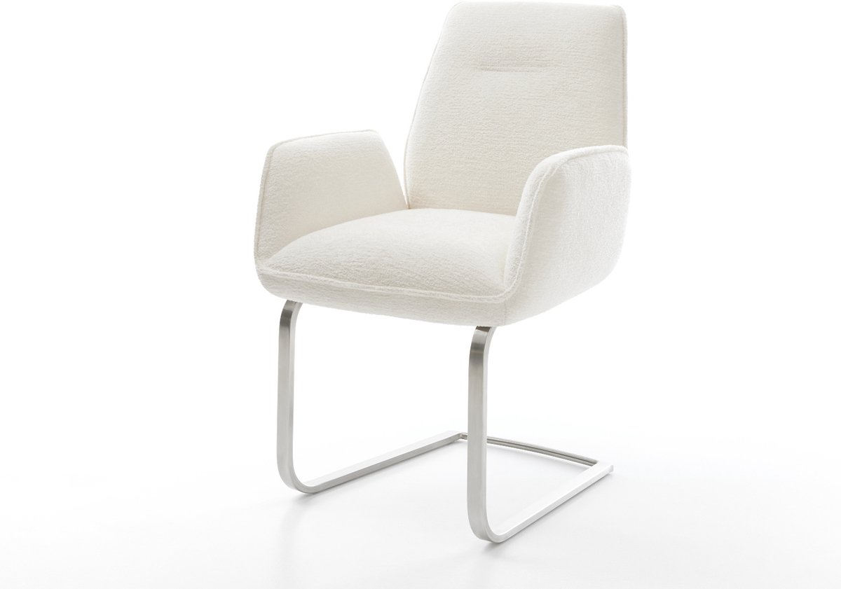 Sledestoel Zoa-Flex sledemodel vlak roestvrij staal bouclé zacht beige pocketveer kern