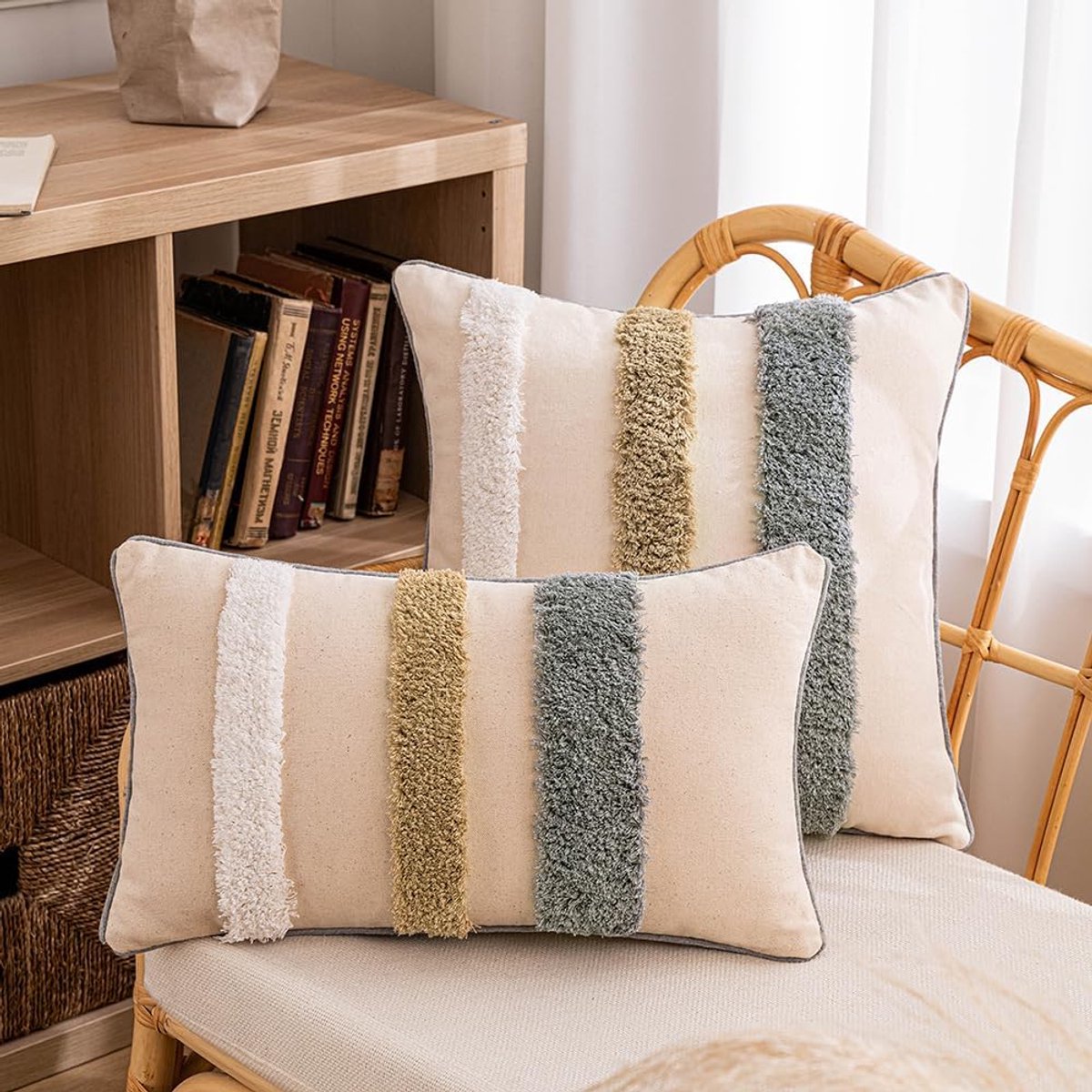 Boho Chic Embroidered Pillow Covers, Moroccan Style Bench Cushion Covers with Tassels, Homestand Tufted Pillow Cover - ShopVlot