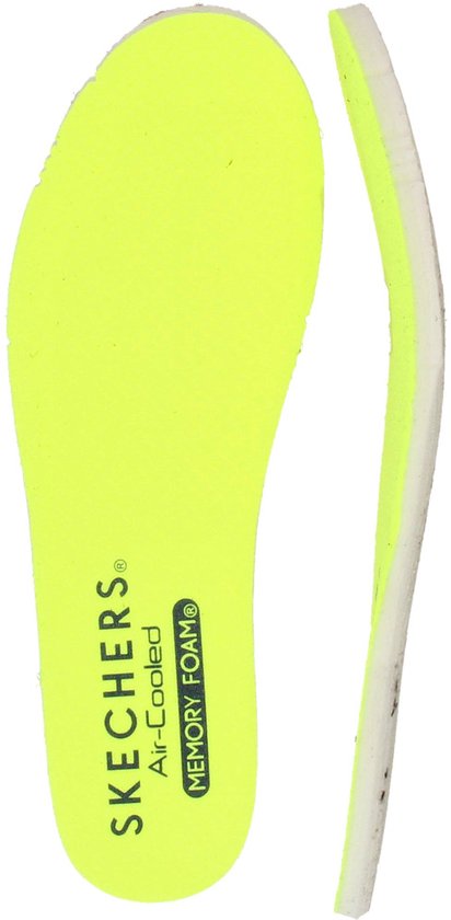 Neongele Skechers Air-Cooled Memory Foam binnenzool voor sneakers.