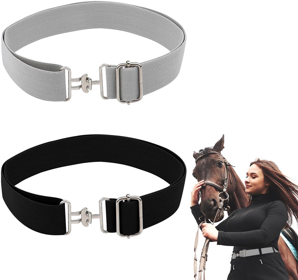 Solidchoice - Verstelbare Elastische Paardensportriemen, Set van 2
