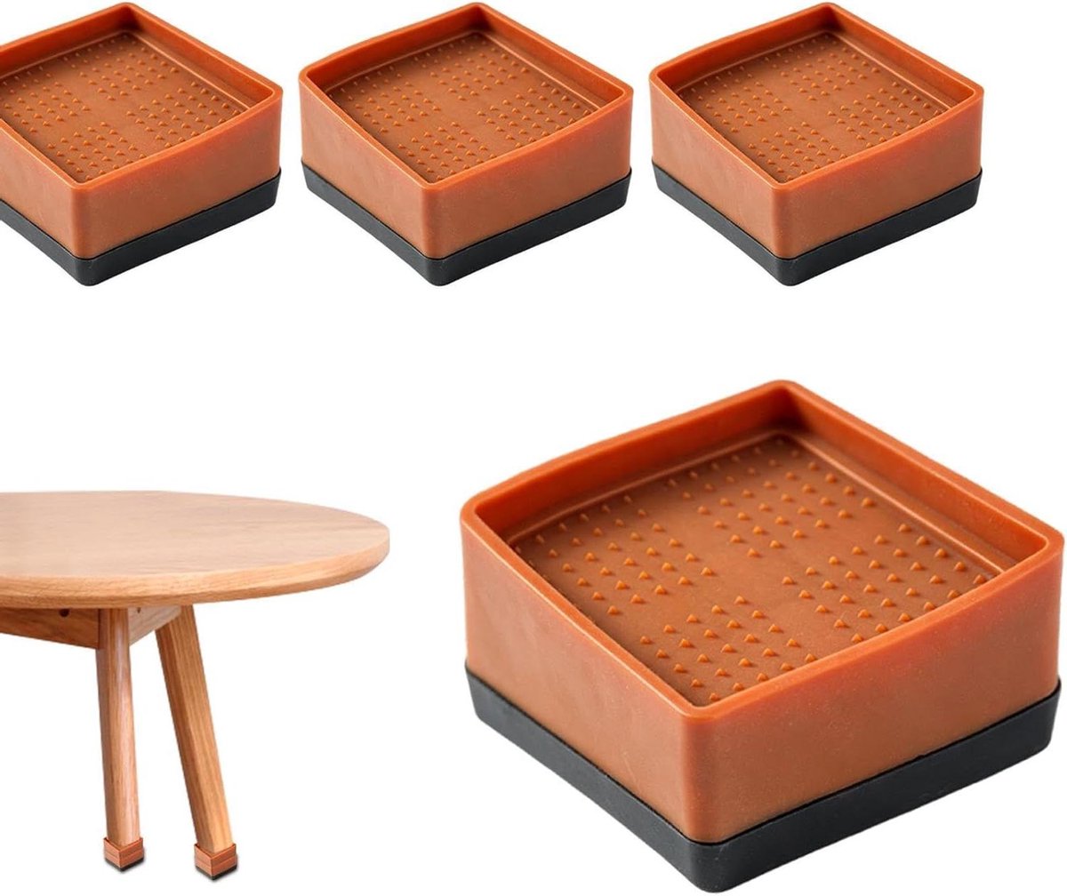 Tafelverhogers - Meubelsteunen - Meubels Verhogen - Stapelbaar Ontwerp - 4 stuks - Bruin