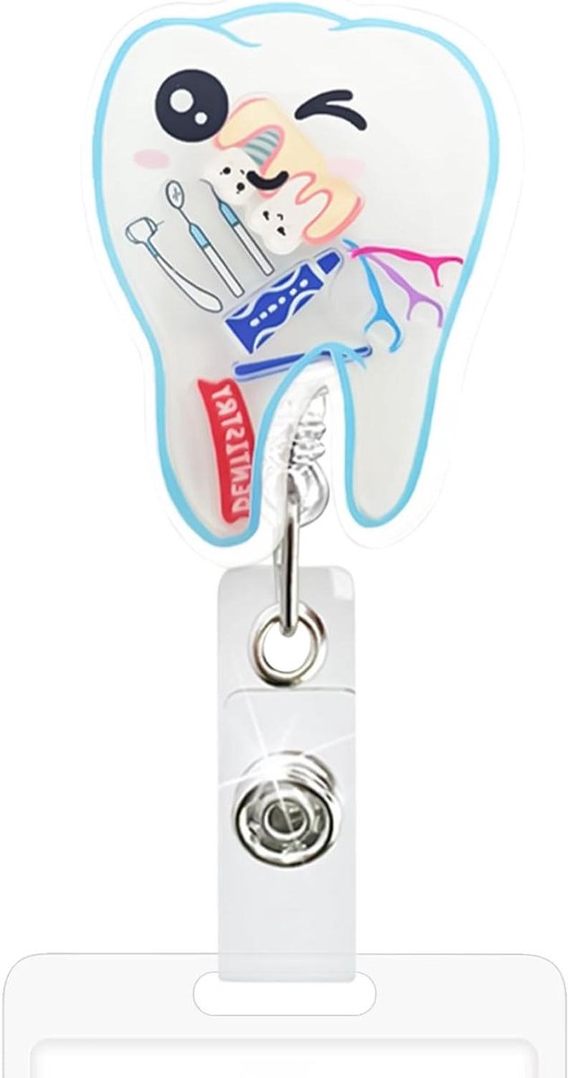 Badgehouder Clip - ID Kaarthouder - Werkplek Organisatie - Uitschuifbaar Trekkoord - 8.5 cm Lengte - Transparant