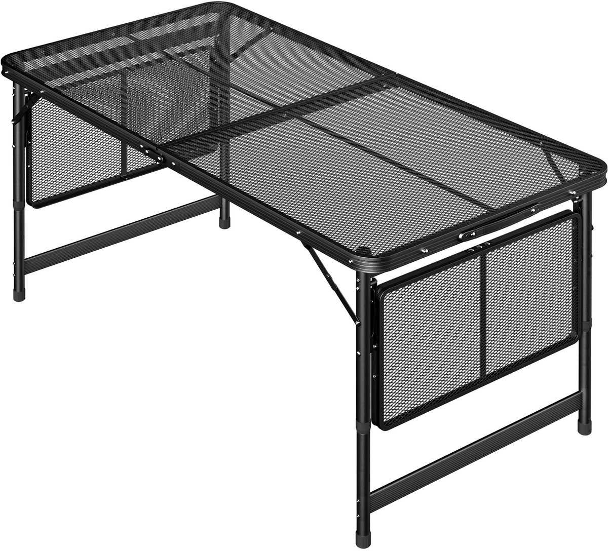 Atlasyx tuintafel - Campingtafel - Inklapbare tafel - Klaptafel - Picknicktafel - Verstelbare hoogte - 120 x 60 x 55 cm - Zwart