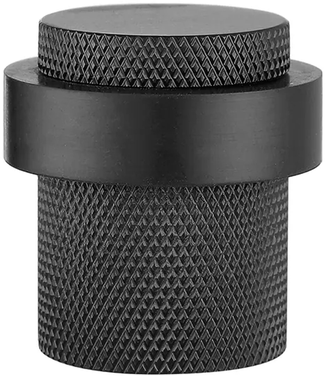 Deurstopper voor vloermontage geribbeld 30x40mm mat zwart PVD gecoat