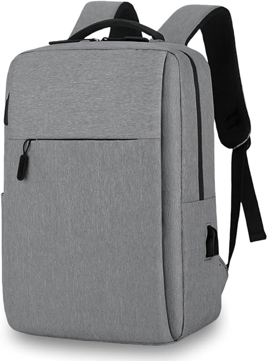 Ulisem - Laptoptas - 15.6 inch waterdichte rugzak voor zaken en reis - Gemaakt van slijtvast polyester - 27x11x41 cm groot - Meerdere opbergvakken - Incl USB oplaadpoort - Geschikt voor mannen en vrouwen - Grijs