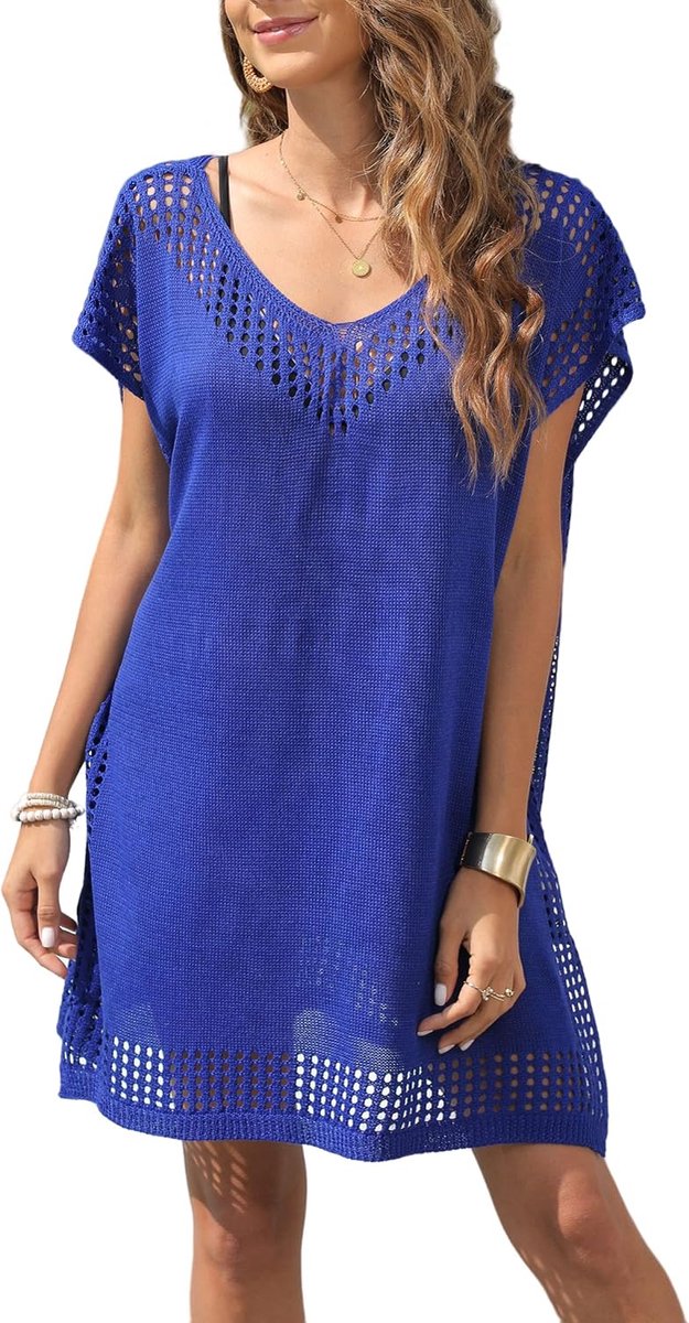 Gehaakte strandjurk dames - korte knie-lengte - V-hals - sexy strandoutfit voor een zonnige dag - ShopVlot