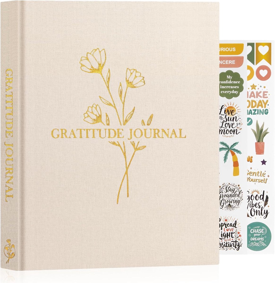 Dankbaarheidsdagboek 4 maanden - beige - mindfulness-dagboek - 5 minuten zelfliefde - ShopVlot