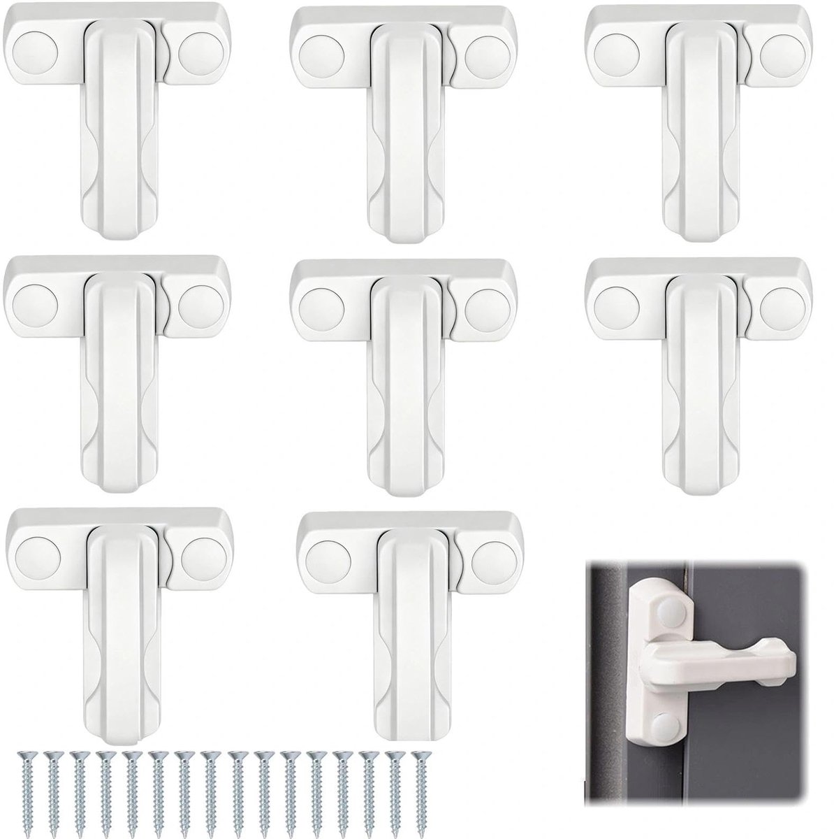 Raambeveiliging 8 stuks - Aluminiumlegering - Inbraakbeveiliging - Voor houten en UPVC ramen - ShopVlot