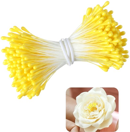 Meeldraden voor bloemen maken - 150 stuks - dubbele hoofden - gele kleur - ideaal voor bloemdecoratie - ShopVlot
