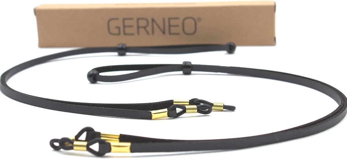 Zonnebrilketting zwart en lichtbruin - suède look - goudkleurige houder - ideaal voor dagelijks gebruik - ShopVlot