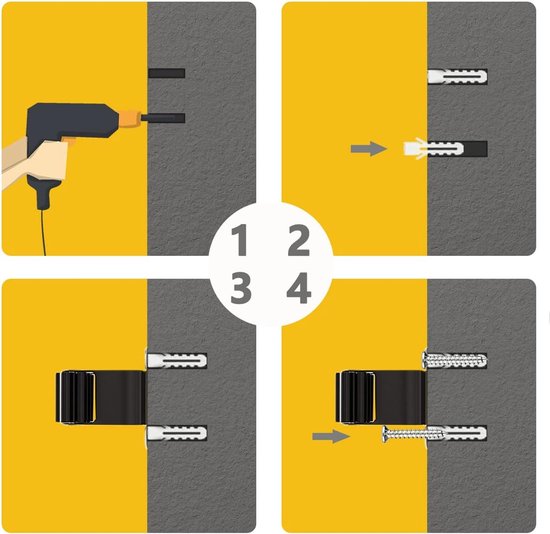 10-stuks Bezemhouder - Tuingereedschap Ophangsysteem - Bezem ophangsysteem - Schroefbevestiging voor wandmontage- 5.2 × 4.6 ×2 cm - RVS - Geschikt voor badkamer, keuken, schoonmaakhoek - Zwart — afbeelding 4