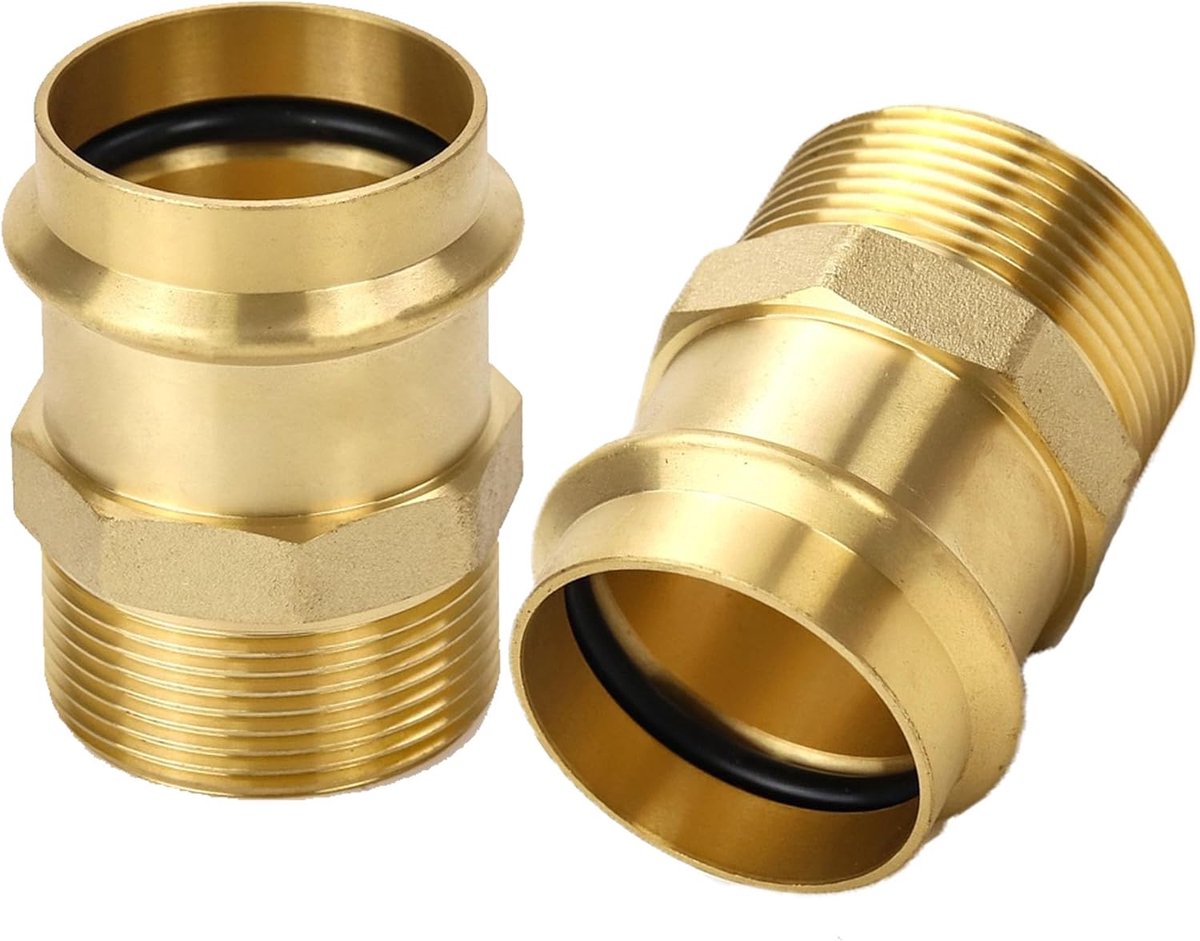 Messing persfitting buitendraad adapter, koperen overgang persfitting, persfitting × buitendraad voor drinkwater - ShopVlot