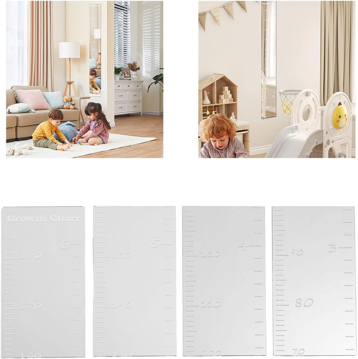Children's Growth Chart Mirror, Height Measuring Ruler with Self-Adhesive Wall Height Ruler, Acrylic Height Chart for - ShopVlot