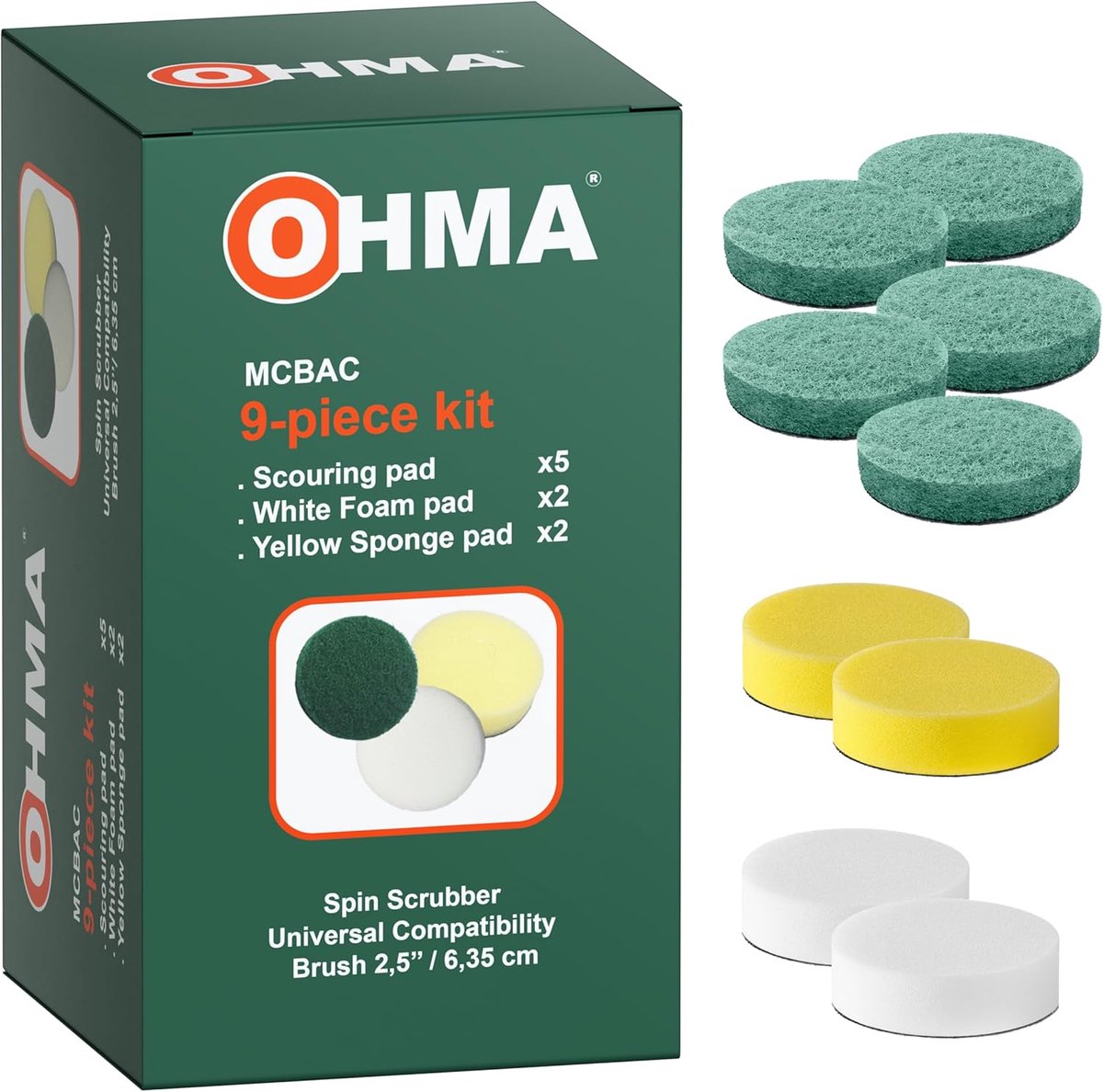 OHMA 9-delige set sponzen en zeven, universeel: geschikt voor alle borstels van 2,5 inch / 6,35 cm met - ShopVlot