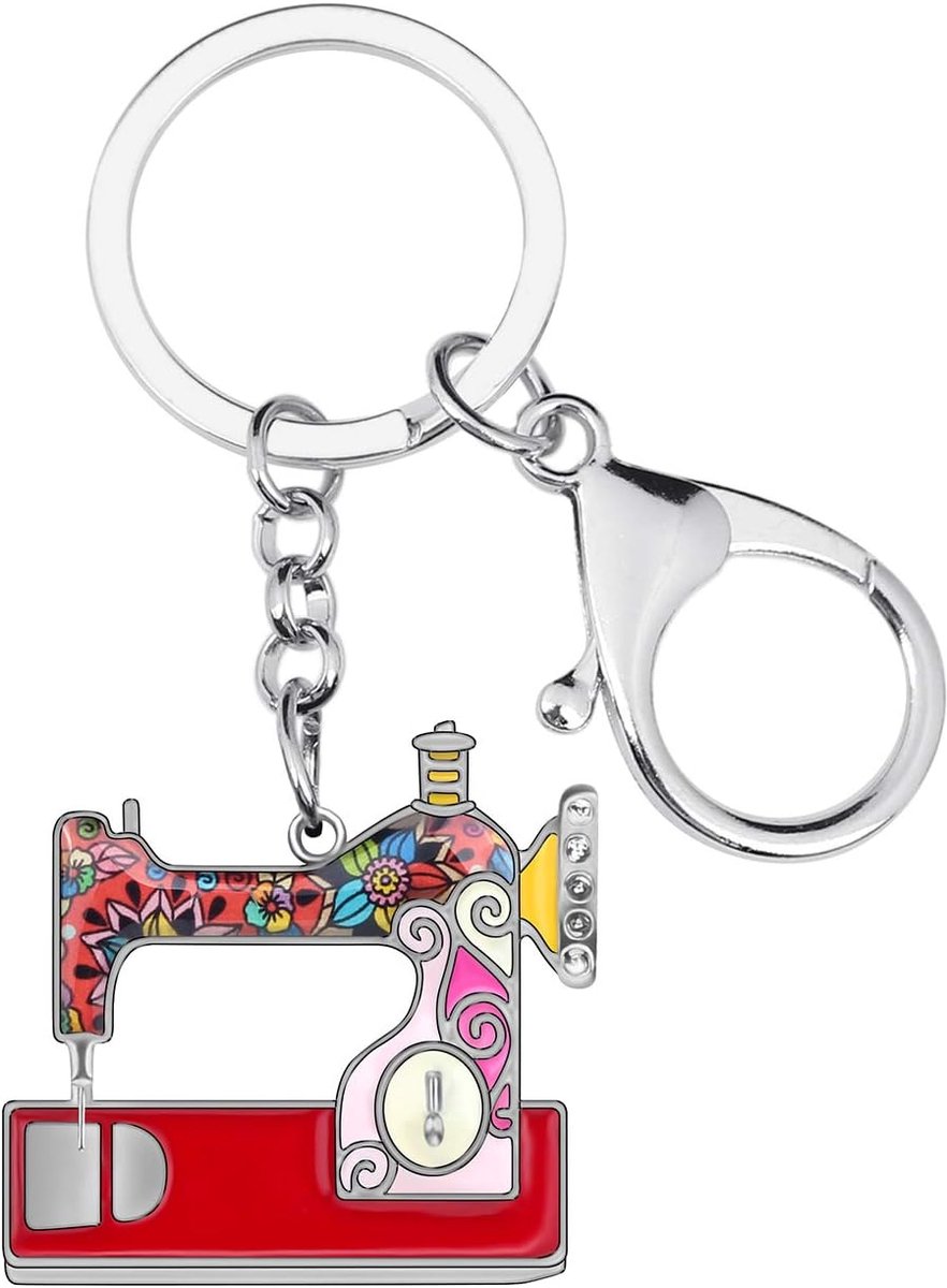Legering email sleutelhanger, schattige sleutelhanger voor naaimachine voor vrouwen meisjes geschenken auto tas sleutelringen accessoires bedels