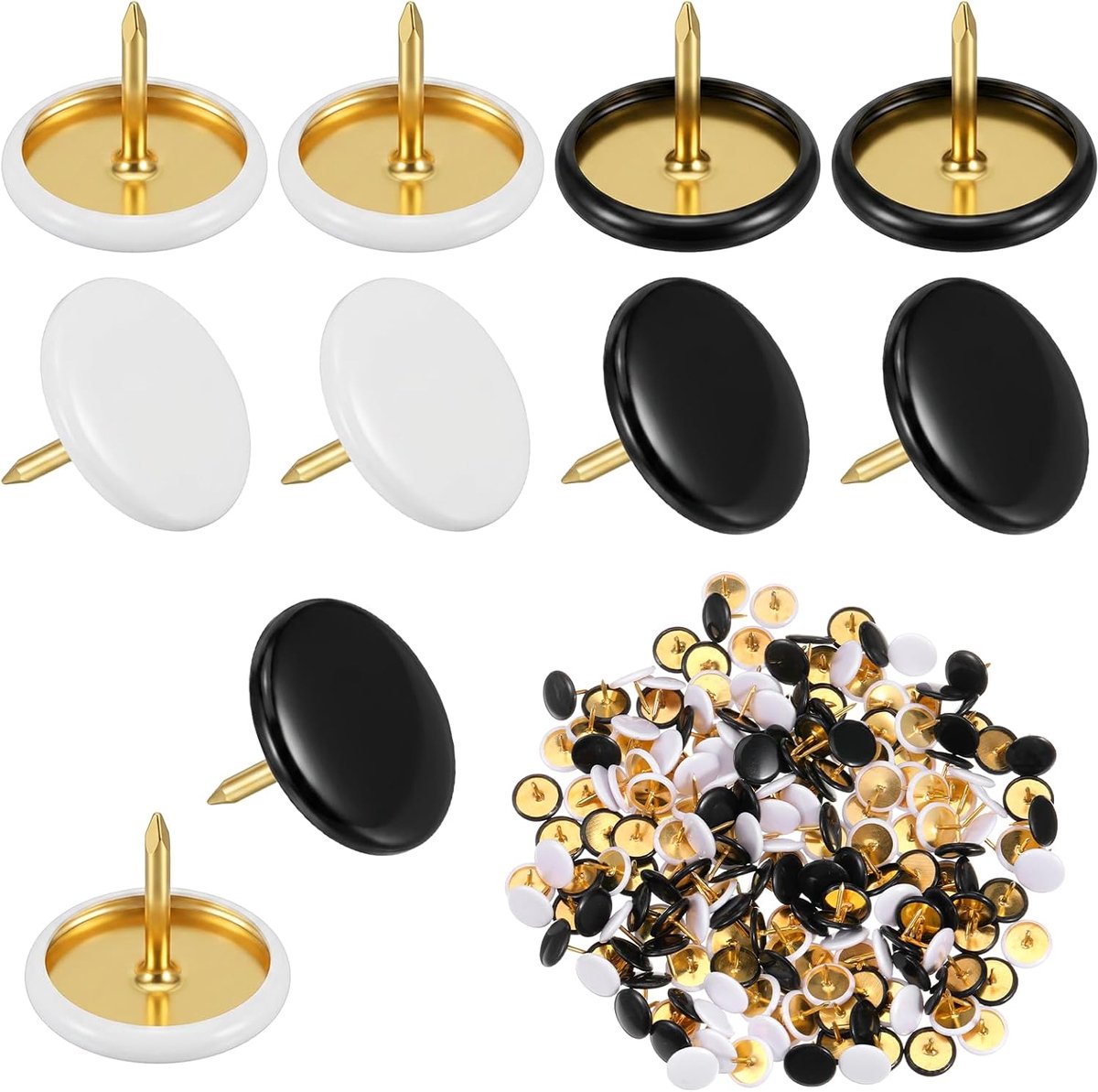 Punaises, 16 mm punaises, rond, metaal, rijstpunaises met kop | Punaises met platte kop, nietjes, rijstdoeleinden, decoratieve prikbordnaalden voor kurkwand, wandkleden, posters, prikborden