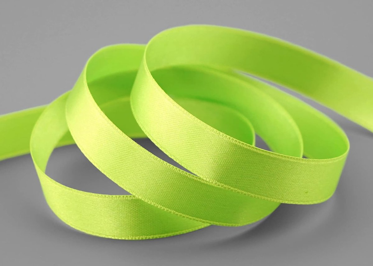 25 m x 15 mm satijnband LINDGROEN Appelgroen Groen (630) dubbelzijdig lint van satijn zonder draad zacht en glanzend cadeaulint decoratief band Double face decoratief lint decoreren knutselen