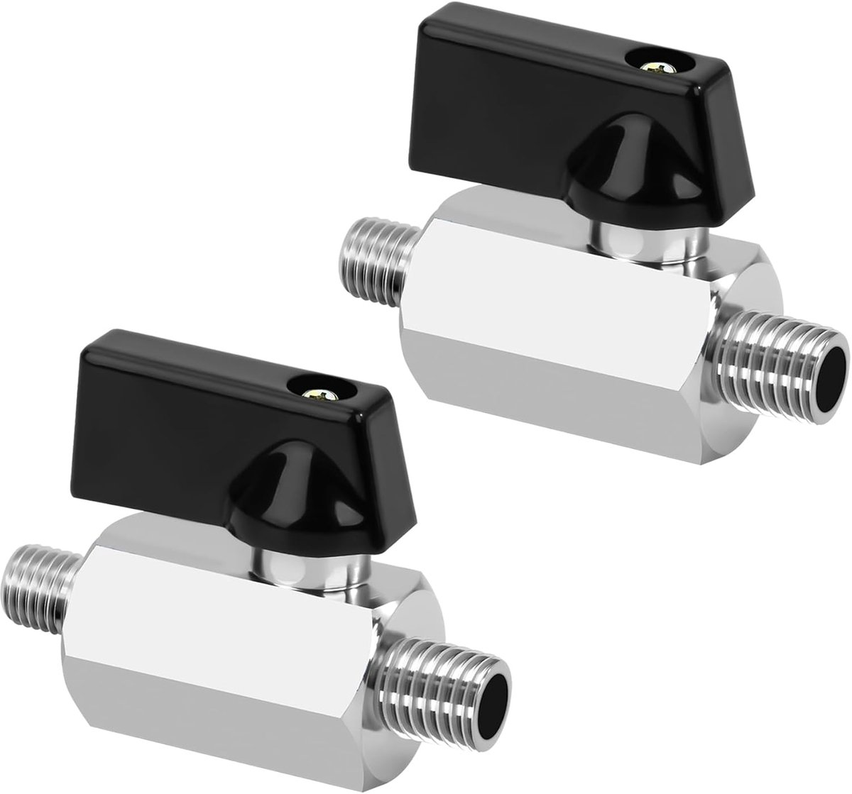Kogelkraan, 2 stuks, verchroomd afsluitventiel, 1/8 inch mannelijk x 1/8 inch mannelijk, mini-kogelkraan van messing voor water, olie, tuinirrigatie