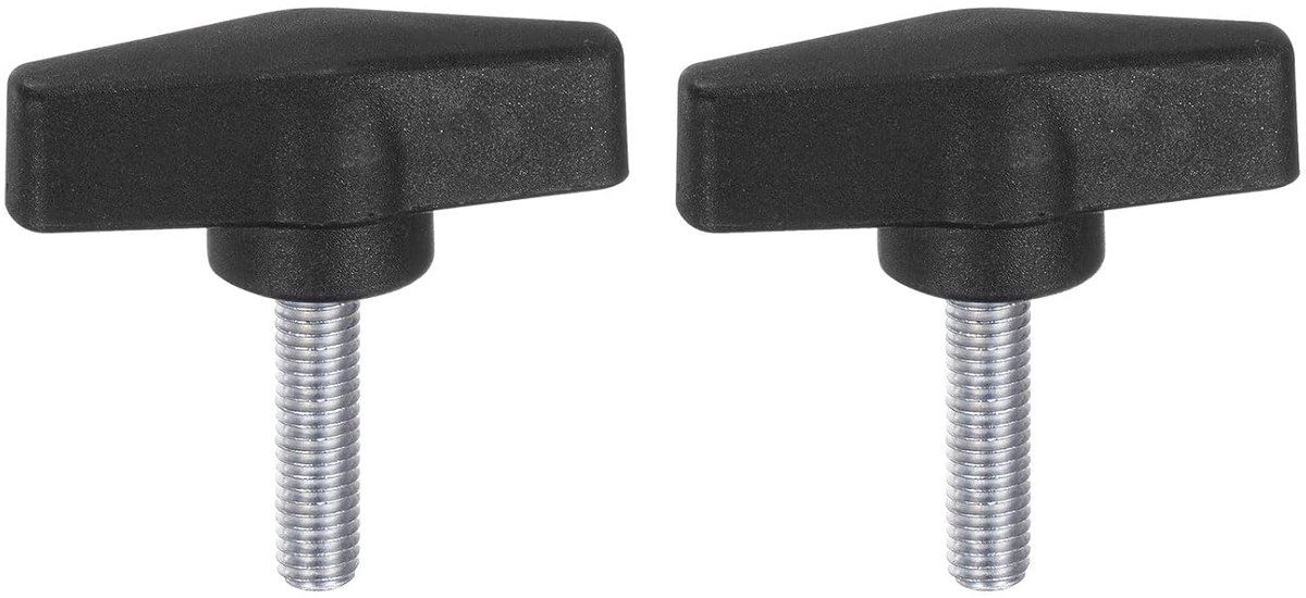 2 stuks kartelschroeven met T-vleugelknoppen M8 x 30 mm kunststof T-kop koolstofstaal 55 mm schroefdraadbout klemschroef vleugelschroef handgrepen klemknop voor machine