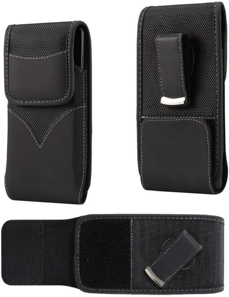 Stijl Nylon Riemholster met Draaibare Metalen Clip voor Telefunken TS 450 Cosi - Zwart