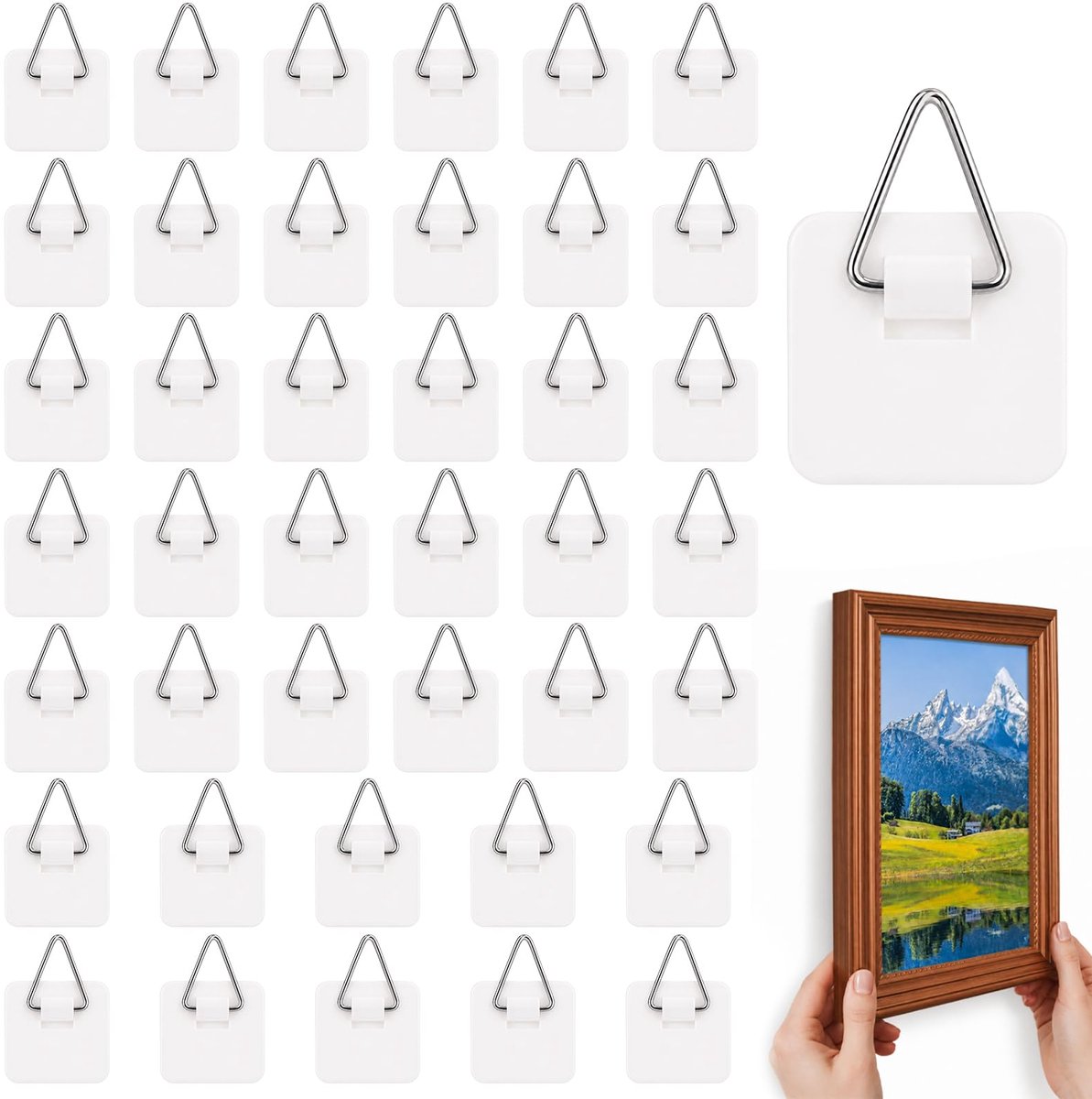 Zelfklevende fotohangers 40 stuks - groot vierkant - stevig materiaal - eenvoudig te bevestigen - SnelShoppen