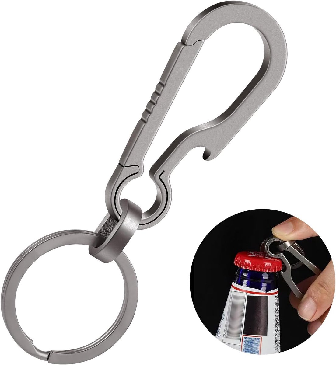 Karabijnhaak Sleutelhanger - Titanium - Multifunctioneel - Ideaal als flessenopener - SnelShoppen