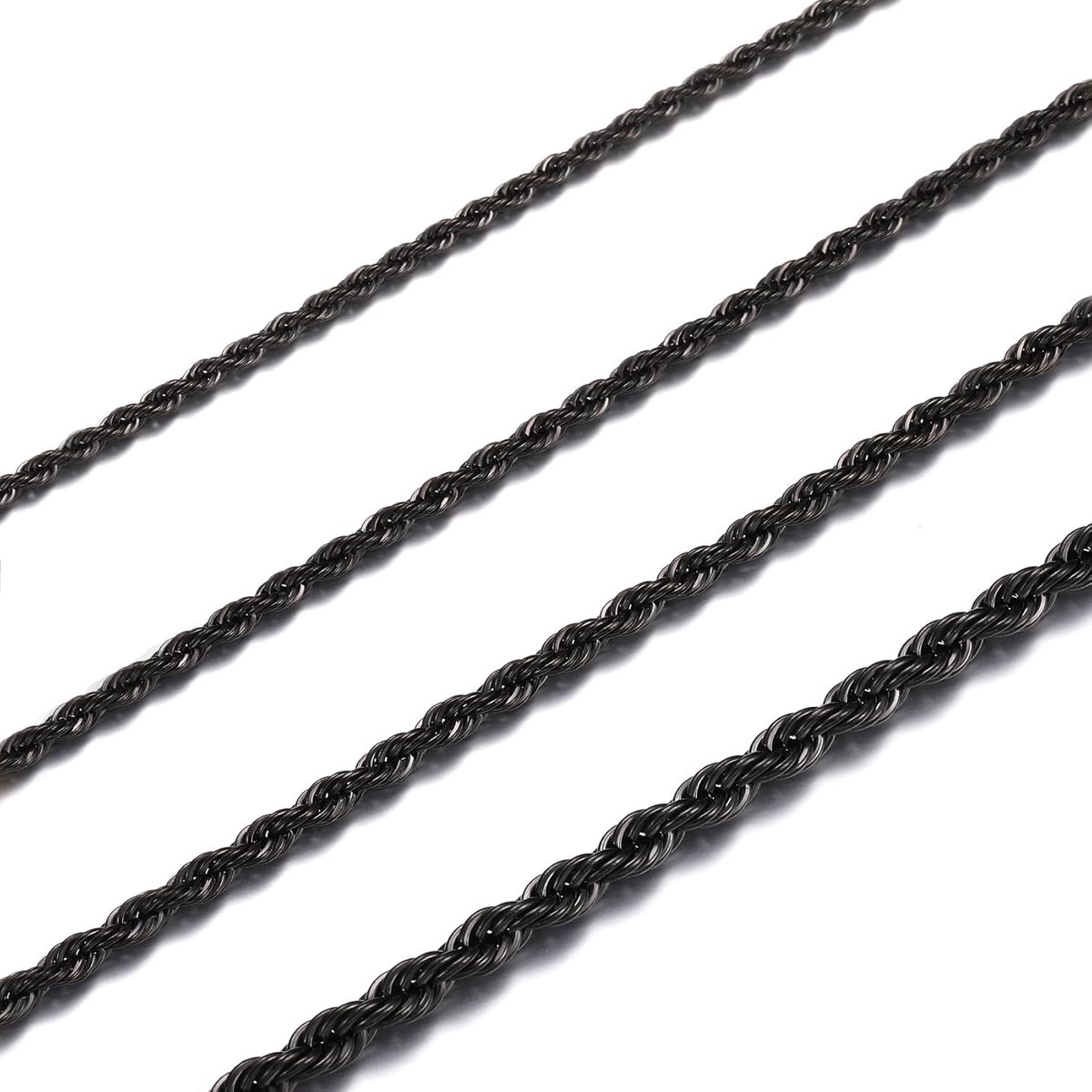 ketting mannen roestvrij staal koord ketting 2-4 mm twist ketting mannen 45-70CM