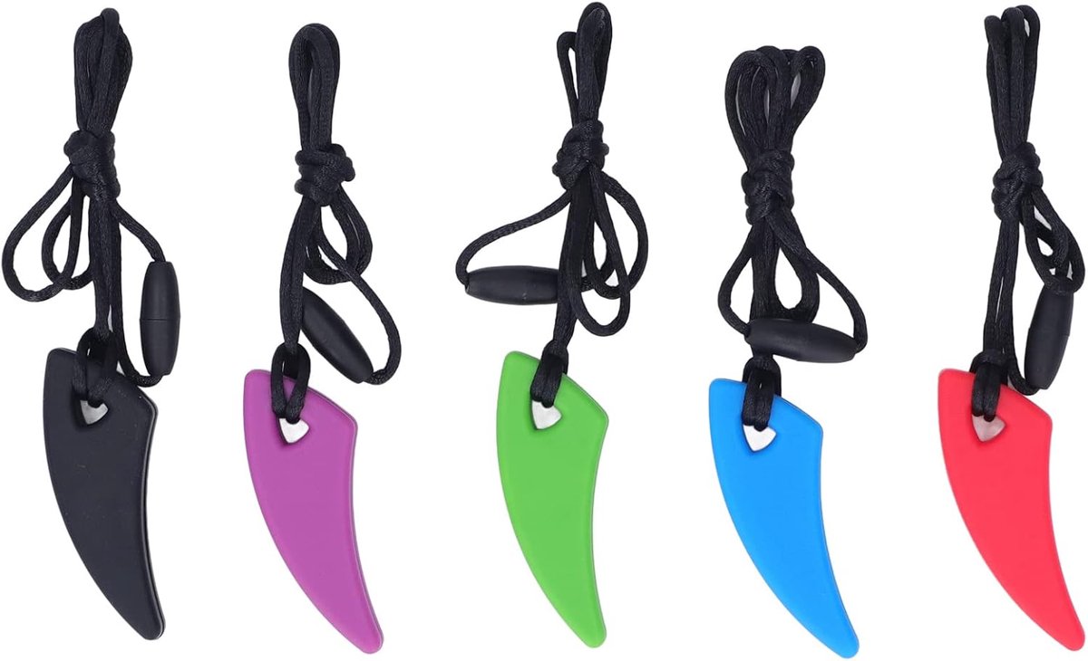 Zintuiglijke Kauwketting, Veilig Siliconen Taaie Ketting 5 Stuks, Kauwende Sensory Ketting voor ADHD Autisme Kinderen Volwassenen Therapie Gebruik