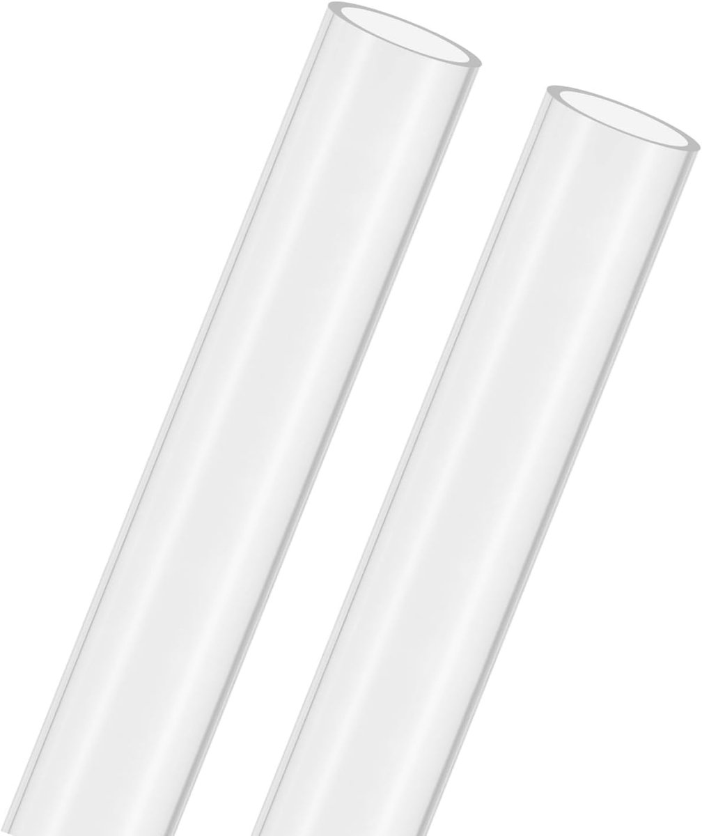 METERXITY 2-Pack Clear Stijve Acryl Pijp, 26mm [1.04"] ID x 30mm [1.25"] OD Plastic Ronde Buis voor Waterkoelingssysteem/Lampen/Fonteinen/Aquaria/Display Stand, Acryl Tubing [305mm/12IN]