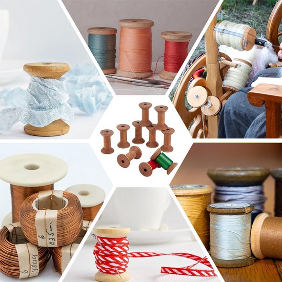 PandaHall 10 stuks houten spoel, lege draadspoel voor naaien en borduren, van hout, linten voor het weven van textielgaren voor handwerk en ornamenten, 5 cm van PandaHall — afbeelding 4