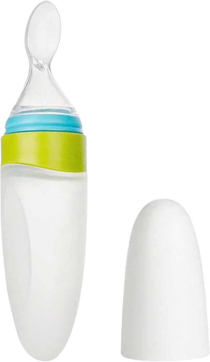 90 ml siliconen knijpfles babyvoeding doseerlepel de fles knijpvoeder met een lepel pasgeboren peuter zuigeling voedingssupplement (groen)