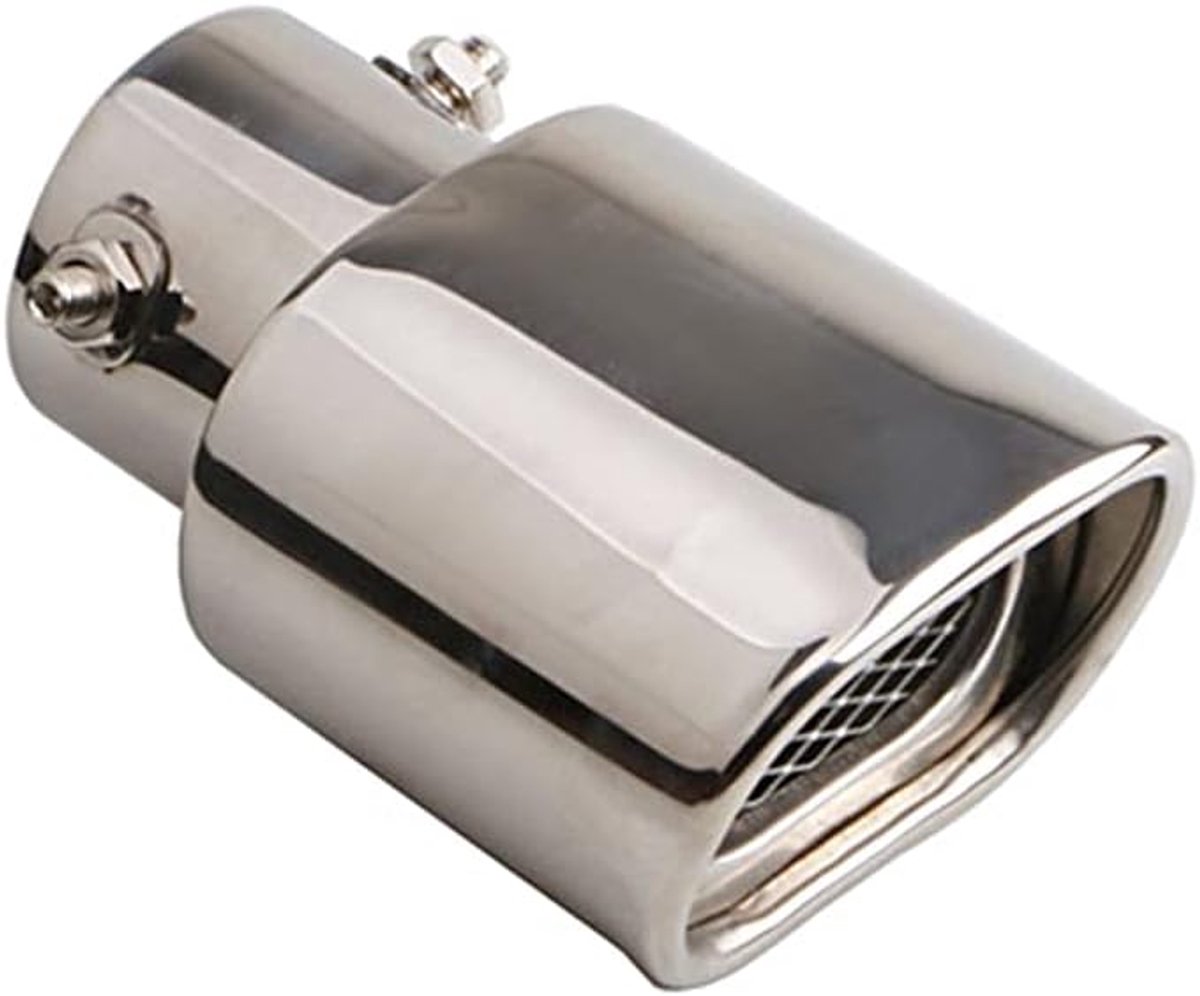Auto Achteruitlaat Uitlaatpijp Diameter 3.8-5.4cm Rechte Auto Uitlaatpijp Zilver 2.5"