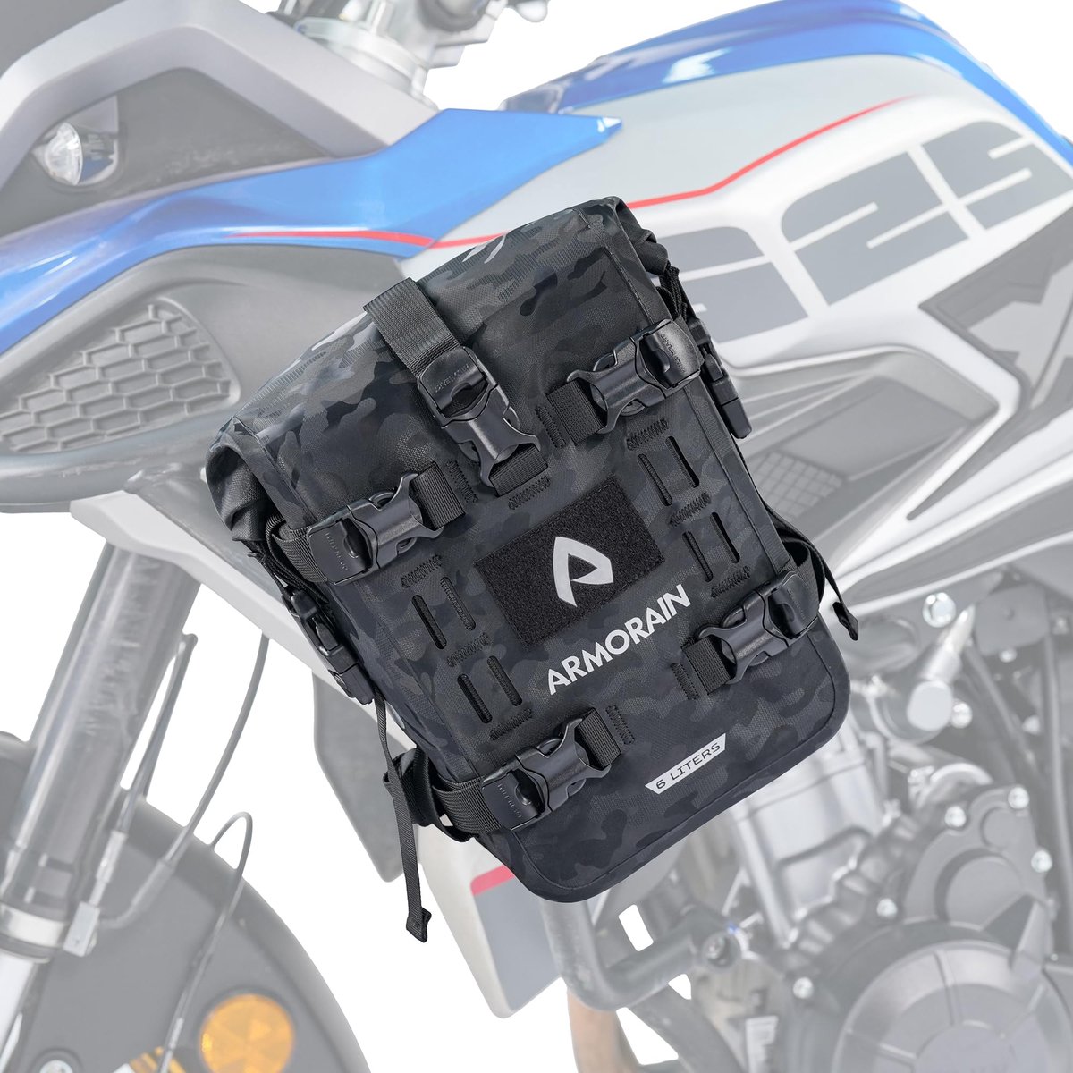 Motorfiets Crash Bar Bag 6 l - Waterdicht - Zwart Camo - Ideaal voor extra opbergruimte - SnelShoppen