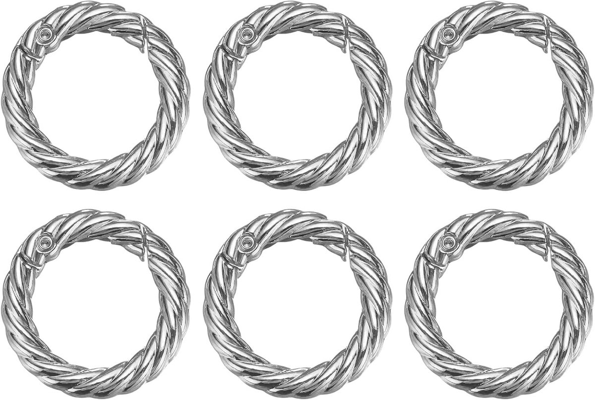 6 stuks lente O-ringen 3/4 inch ronde trigger metalen snap haak cirkel zilveren sleutelring clip sleutelhanger voor tassen handtassen portemonnees sleutelring