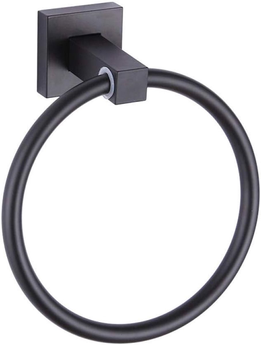 Handdoekhouder Badkamer, European Style Badkamer handdoek Rack, Ruimte Aluminium Zwarte Vierkante Handdoekring Badkamer Gordijn Handdoek Opknoping Handdoekrek Badkamer Hotel Hanger