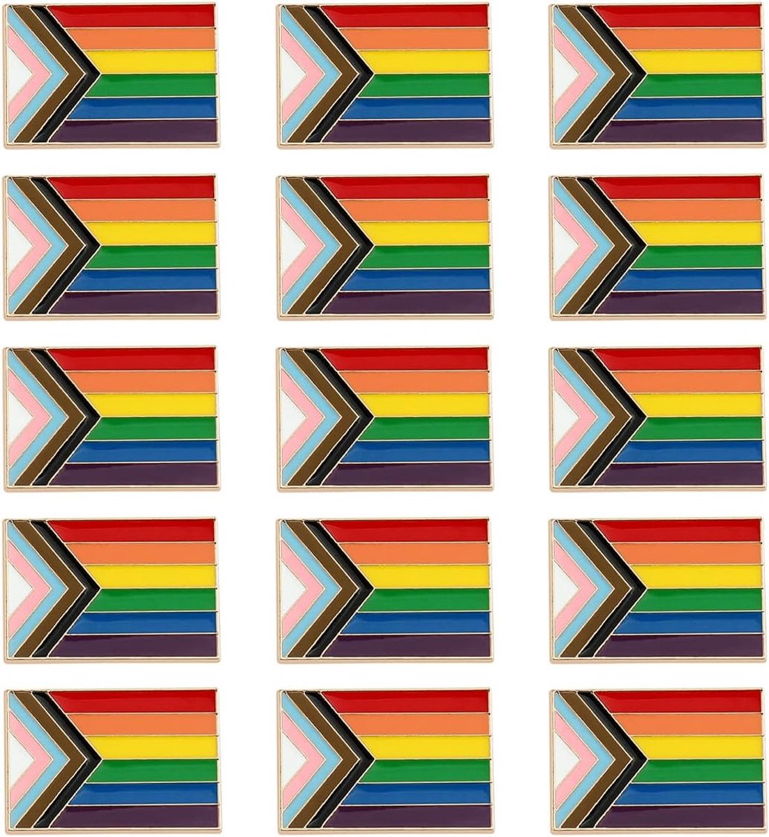 15 stuks trotsbadges, vlag van trots van vooruitgang, herbruikbaar, heldere kleur, regenboog-trots, emaille naalden, regenboogvlag, reversspelden,