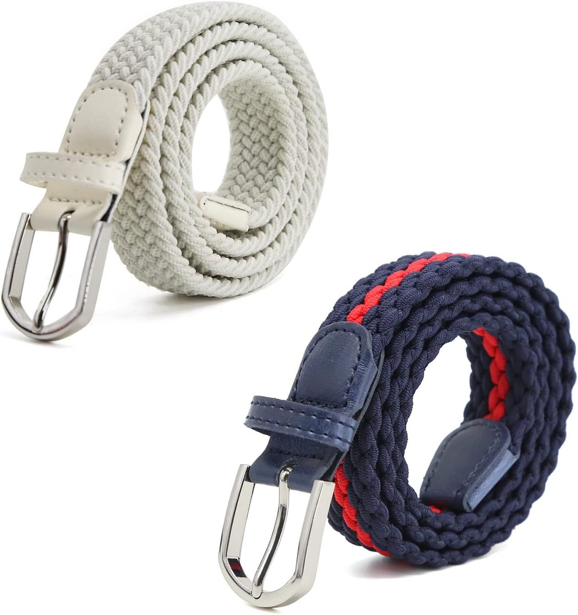 tailleband voor kinderen Elastische tailleband voor meisjes Jongens, dames Veelkleurige rubberen riem 2,5 cm breed en 80 cm lang met metalen ring