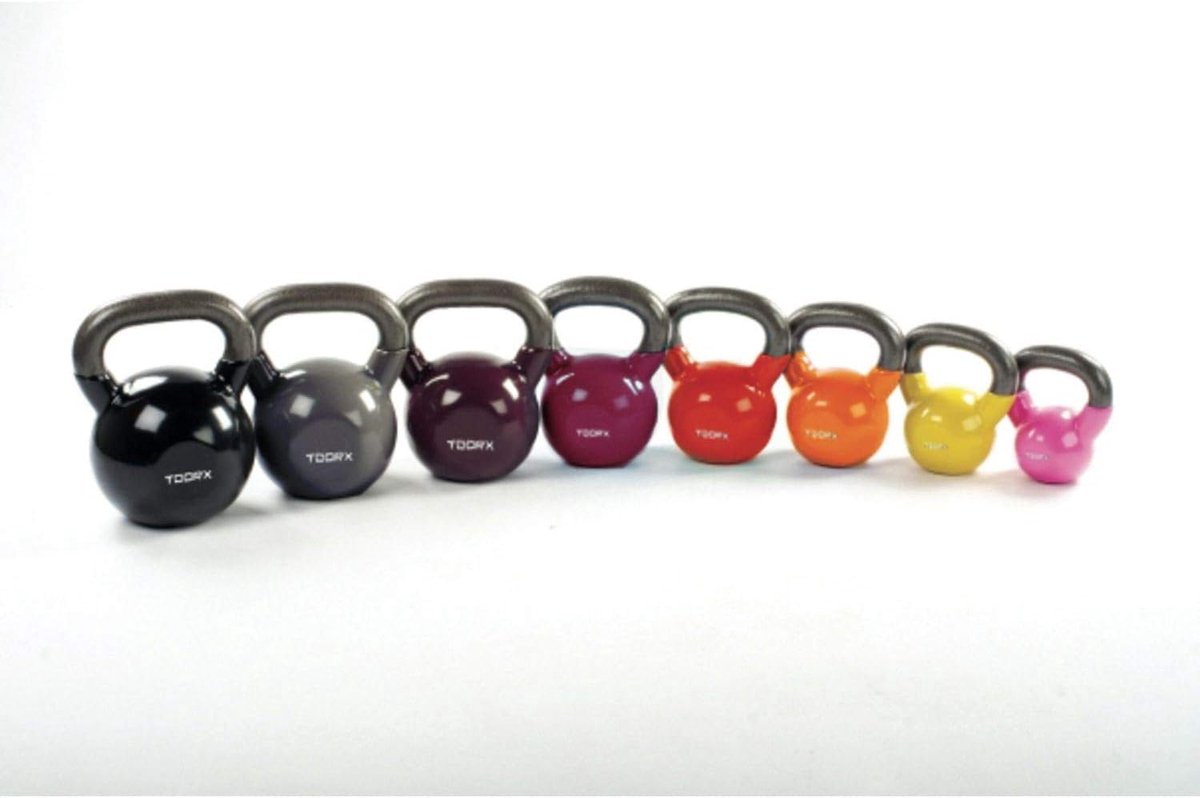 Kettlebell 10 kg - van vinyl - met rubberen basis - ideaal voor krachttraining - SnelShoppen