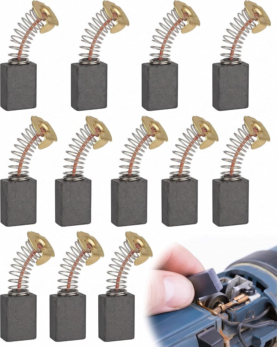 12 stuks koolborstels, elektrische motor, universeel, voor slaggereedschap, 100# 5 x 8 x 15 mm, cirkelzagen, haakse slijpers, vervanging van koolborstels voor optimale prestaties