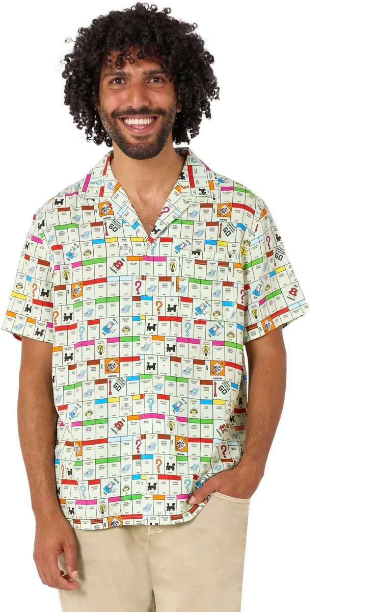 OppoSuits Shirt - Monopoly Board - Heren Overhemd - Korte Mouwen - Meerkleurig - Maat XL