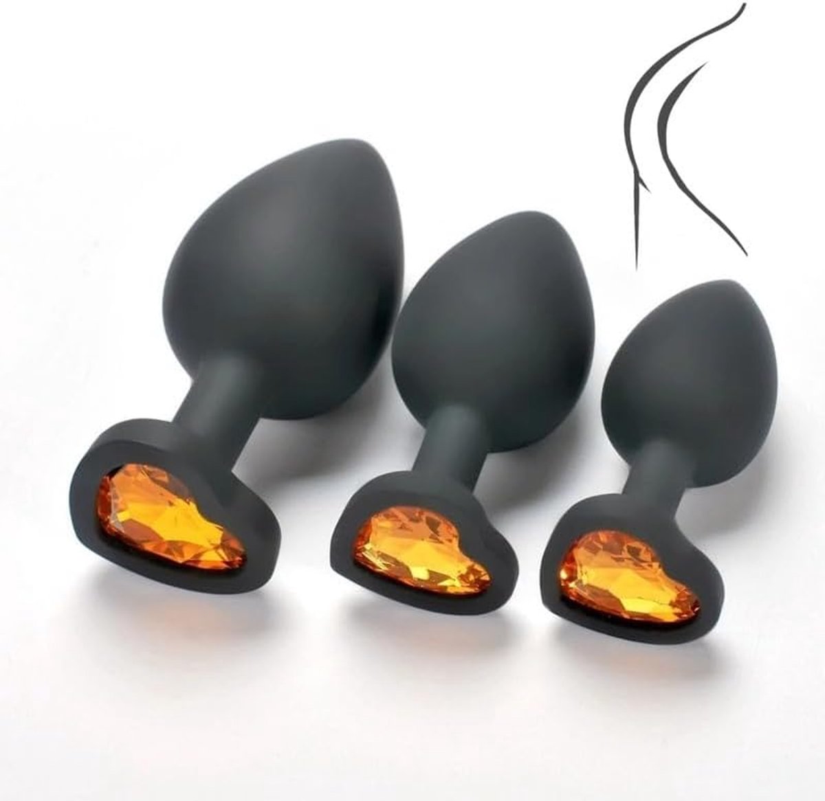 Siliconen Accessoire Met Elegante Edelsteen Decoratie, Gladde 3-Delige Set Voor Stretch Training - Y1 (Oranje)