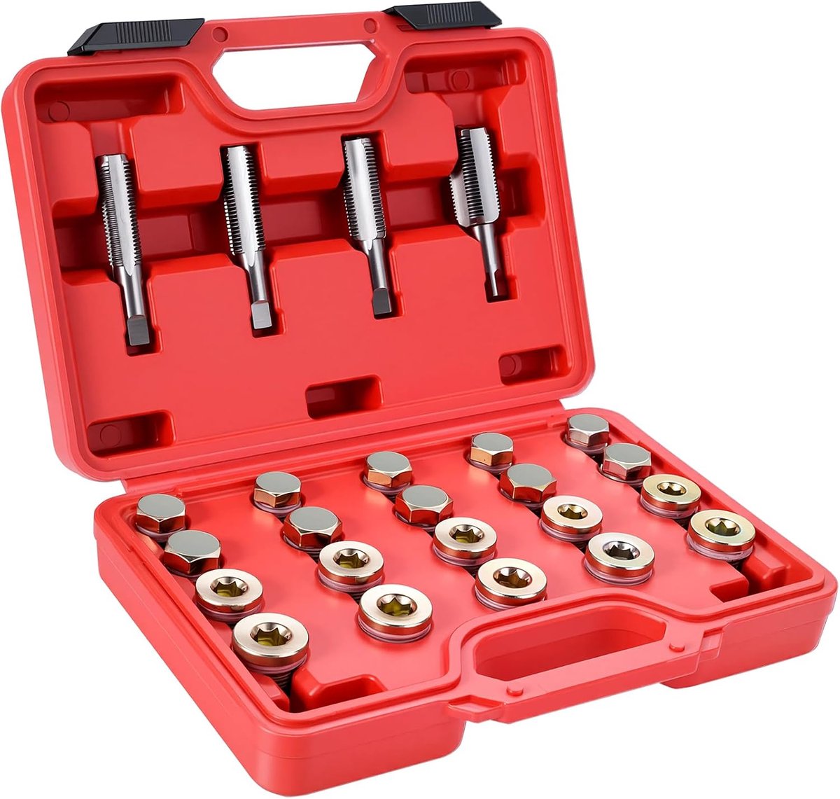 64-delige oolaatsschroef reparatie, M13 x 1,5 | M15 x 1,5 | M17 x 1,5 | M20 x 1,5 oliepan draad & draadsnijder, oliepan draadreparatie oolaatsschroef reparatieset