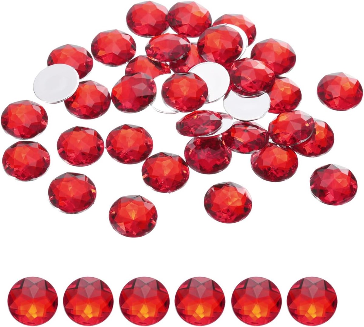 50 stuks acryl strasssteentjes met platte achterkant 16 mm, rode strassteentjes voor handwerk, kleding, schoenen, decoratie, doe-het-zelf, geschenken
