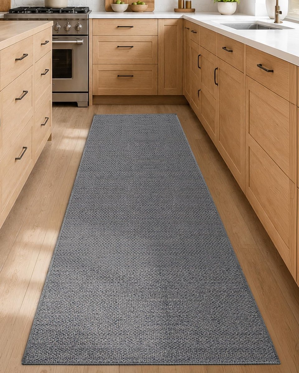 4mm Dunne Keukenloper antislip wasbaar 60x240cm, Lichtgrijs | Geweven Rubber Backed Keuken Runner, Absorberende, Lätt att rengöra voor de gootsteen, gang, wasruimte