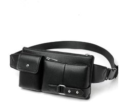 Fanny Pack Lederen Taille Schoudertas voor Ebook Tablet MI PAD iPad mini GALAXY TAB A 8.0 MEDIAPAD M6 LENOVO TAB V7 BBK Vivo iQOO Pro (2019) - Zwart