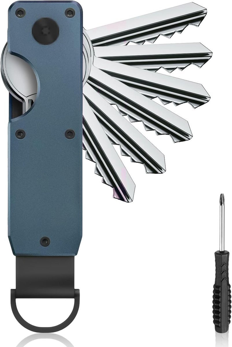 sleutelorganizer voor 3-6 standaard sleutels, compacte sleutelhouder en sleutelhangerorganizer met D-ring, licht, robuust, geluidsarm
