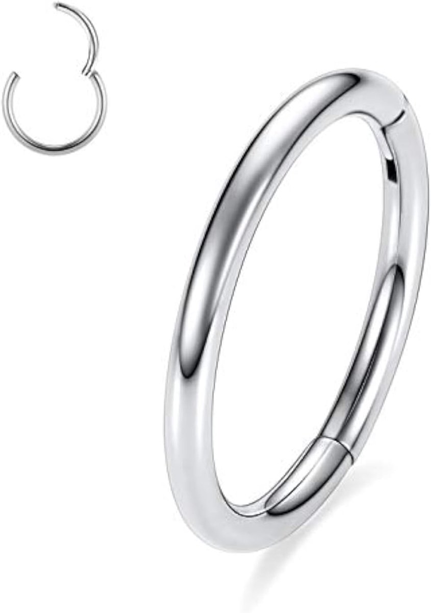 Hengkaixuan Neusring van 316L chirurgisch staal, scharnier, kraakbeen, helix, lip, tragus, conch, septumpiercing, oorlel voor vrouwen