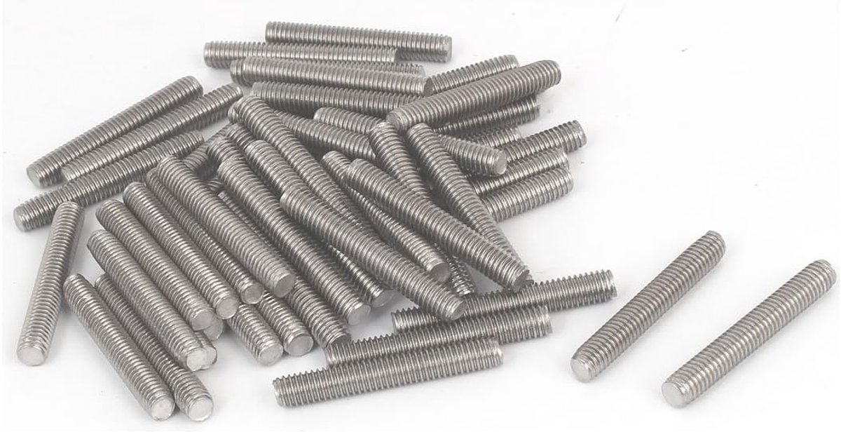 sourcingmap M6 x 40mm Mannelijke draad 304 roestvrij staal volledig schroefdraad staven Studs 50 Stks